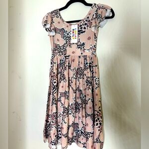 Girls Dot Dot Smile Twirl dress with ruffle sleeves